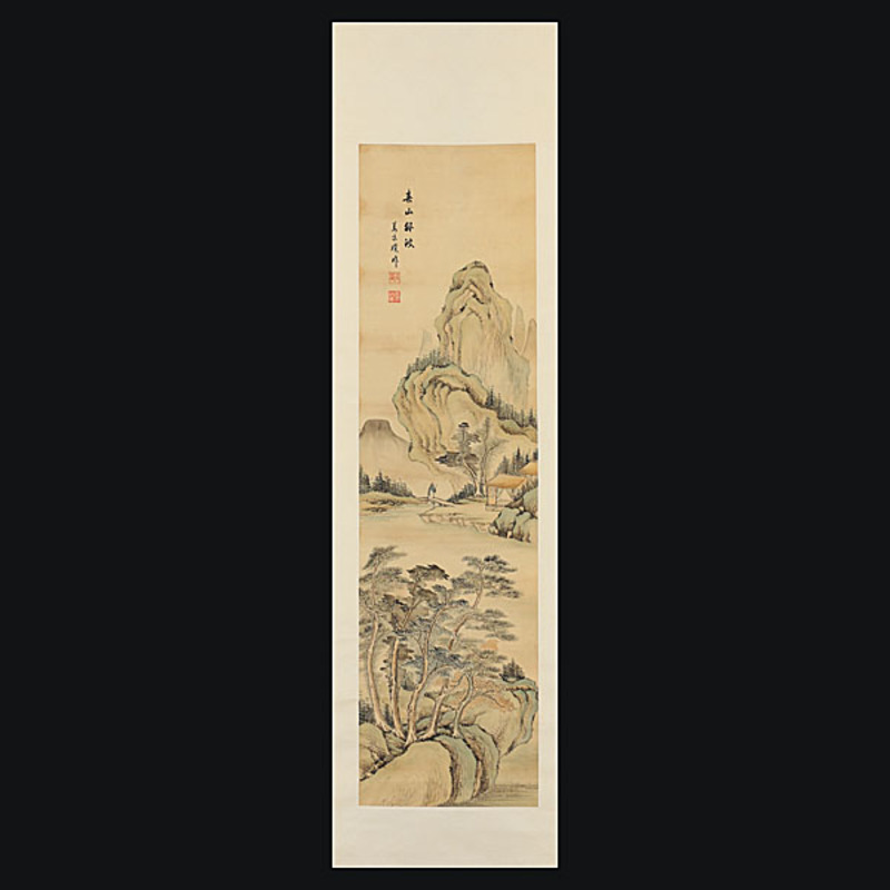 姜京璞 (清代画家・中国画) 春山緑波 山水図